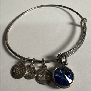 ALEX AND ANI Sapphire Birthstone Charm September Bangle Bracelet